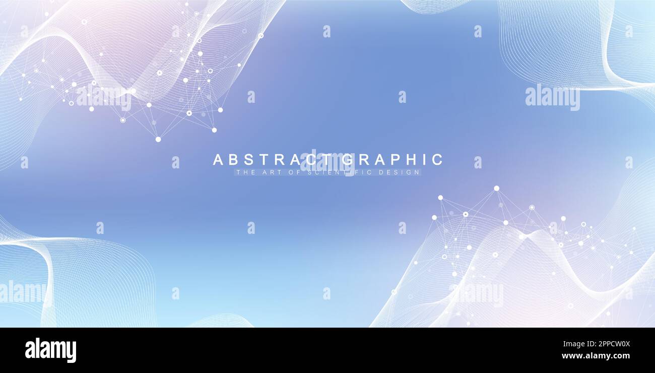 Chiffres résumé fond avec ligne et points, flux d'onde. Réseaux de neurones numériques. Connexion réseau et l'arrière-plan pour votre présentation Illustration de Vecteur