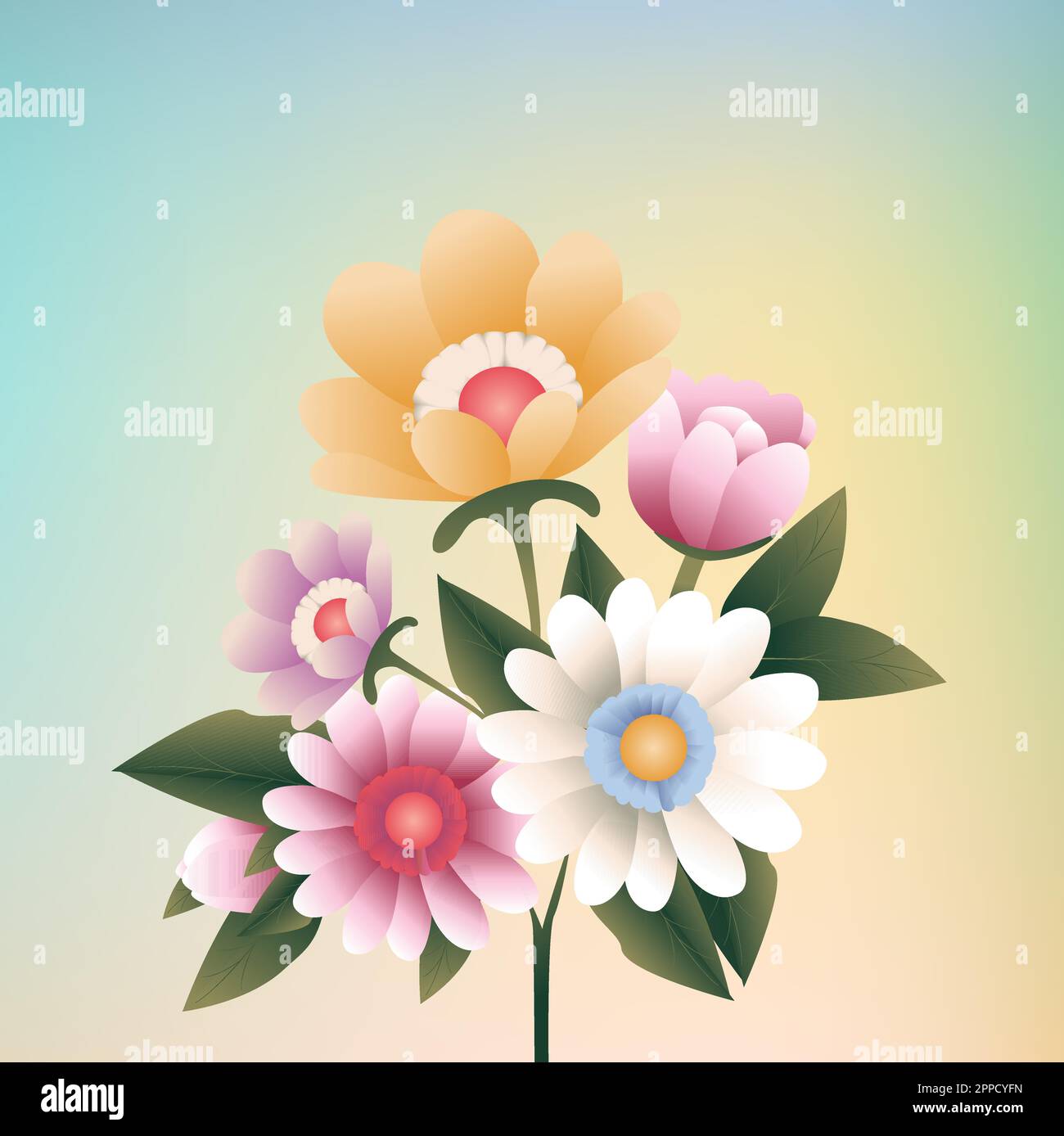 Bouquet de fleurs sur fond dégradé vecteur délicat Illustration de Vecteur