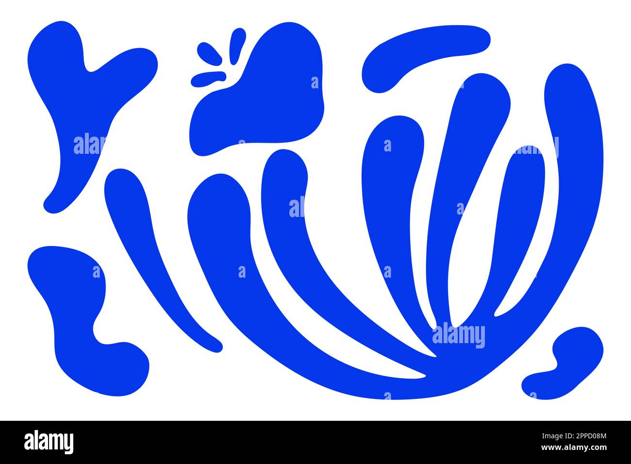 Matisse forme des algues fleuries abstraites dans un style biologique contemporain tendance. Composition Doodle peint fleur et feuille d'acier. Vecteur botanique Illustration de Vecteur