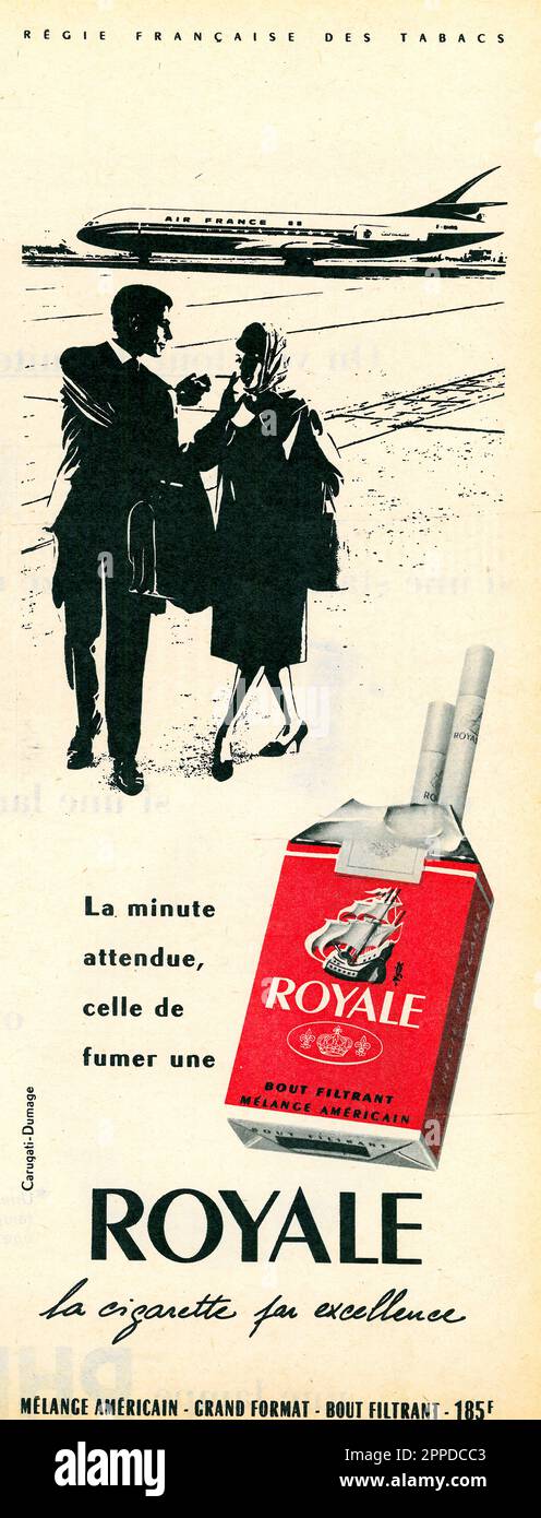 Publicité imprimée française Royale cigarettes, 1959 Banque D'Images