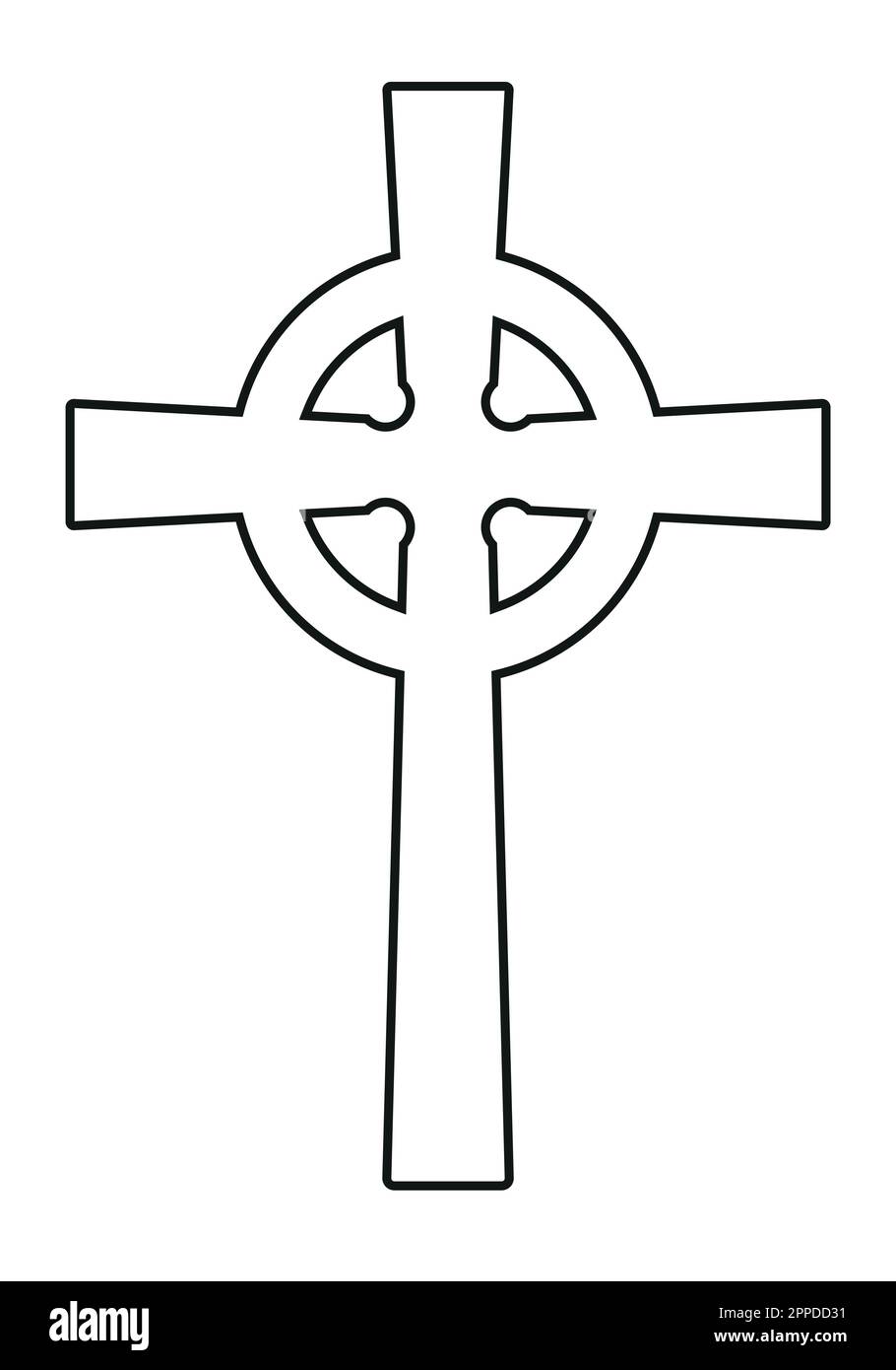 Silhouette de contour du symbole de croix celtique, illustration de vecteur noir et blanc, isolée sur blanc Illustration de Vecteur