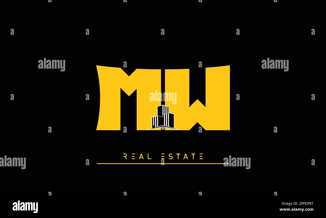 Lettres de l'immobilier moderne Creative logo MW , WM Illustration de Vecteur