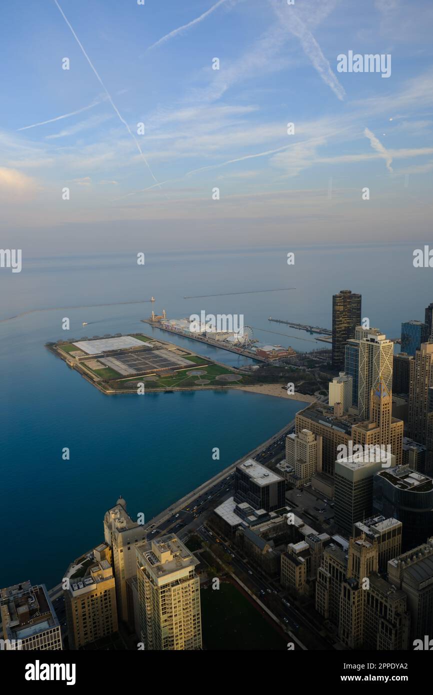 Photos du centre-ville de Chicago avec Chichi Skyline. Belle vue sur le lac Michigan. Banque D'Images