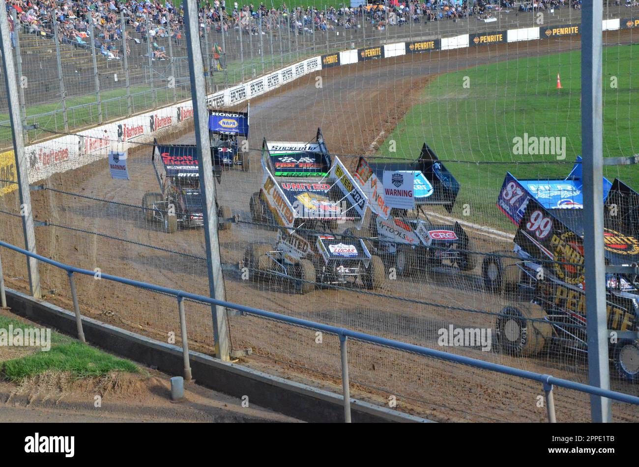 Course internationale Sprint car Masters au circuit de course de Western Springs. Banque D'Images