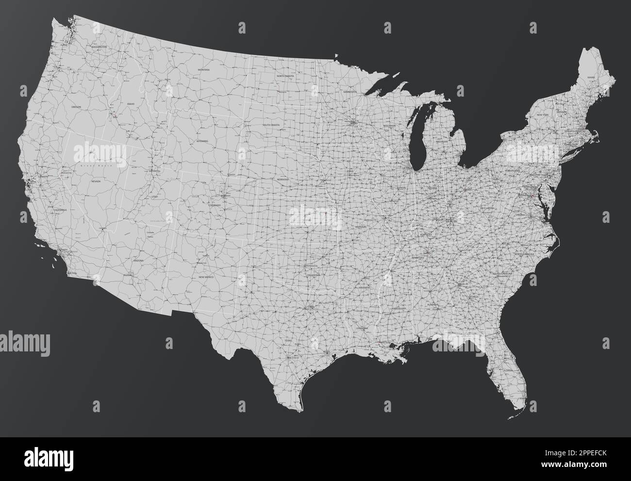 Carte routière du complexe des États-Unis avec Interstates, États-Unis Autoroutes et routes principales. Illustration de Vecteur