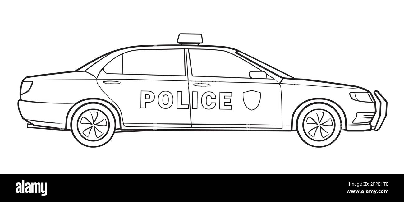 Croquis de voiture de police - illustration stock vectorielle. Illustration de Vecteur