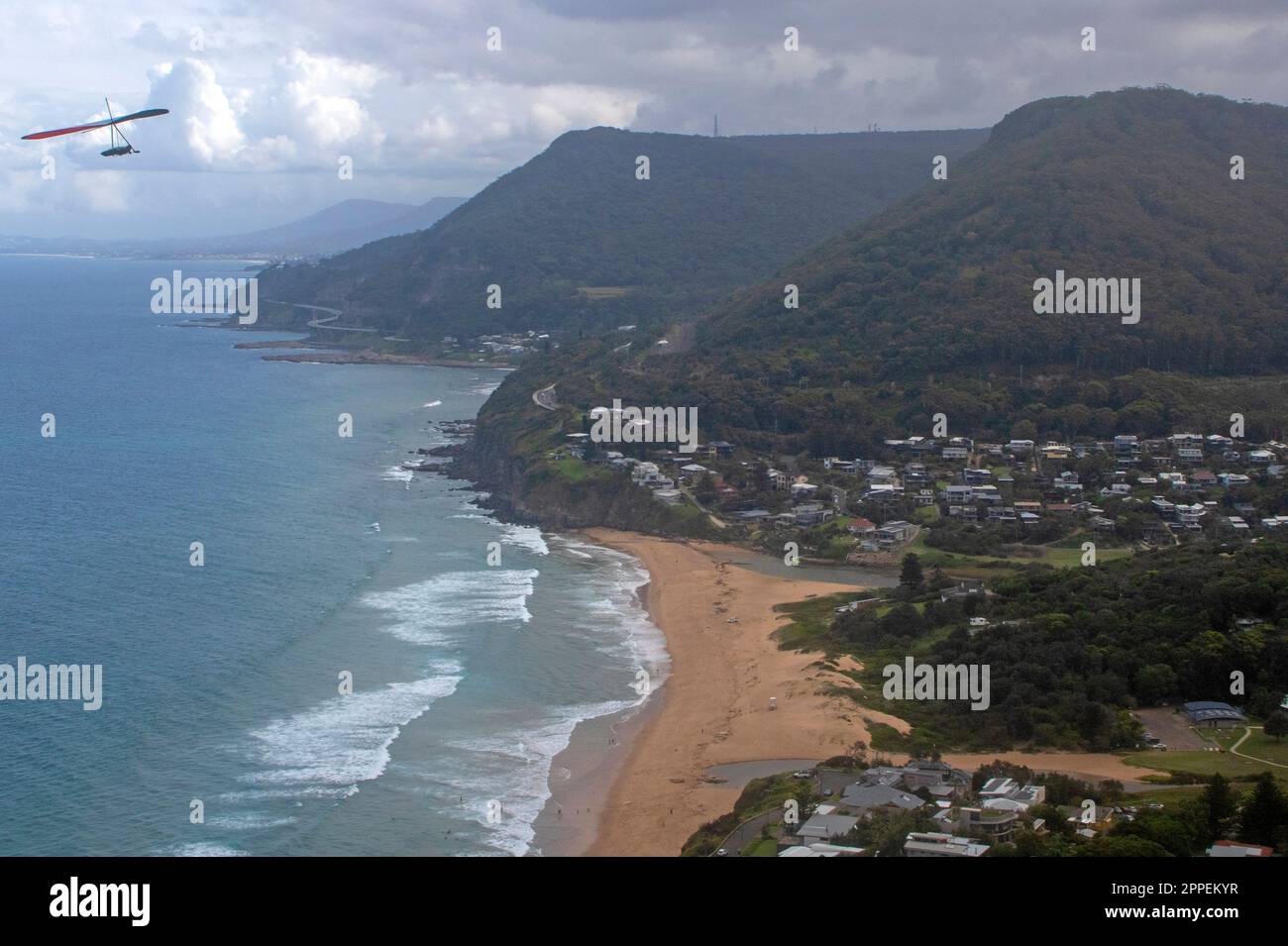 Deltaplane à Bald Hill Banque D'Images