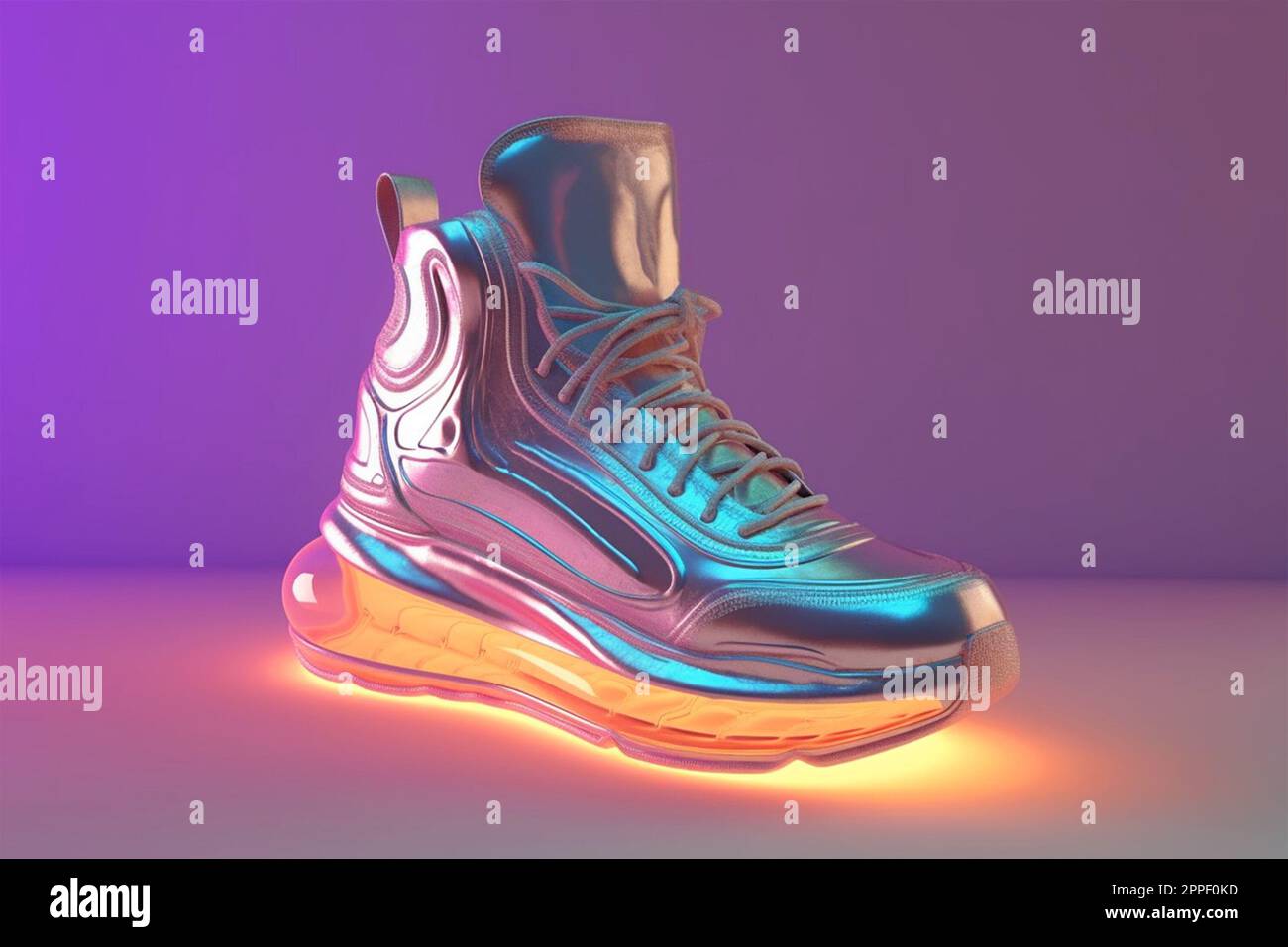 Sneakers futuristes originales. Design futur de chaussures de sport  élégantes avec lueur néon, esthétique urbaine futuriste. Vêtements de  sport, style et mode Photo Stock - Alamy
