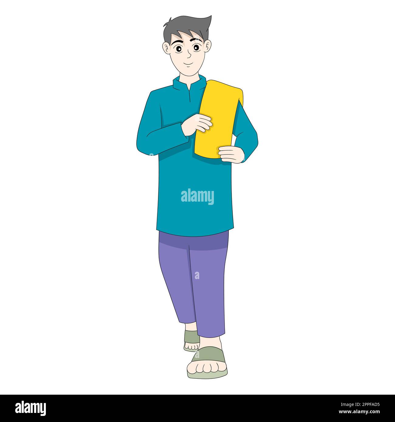 beau garçon qui marche jusqu'à la mosquée Illustration de Vecteur