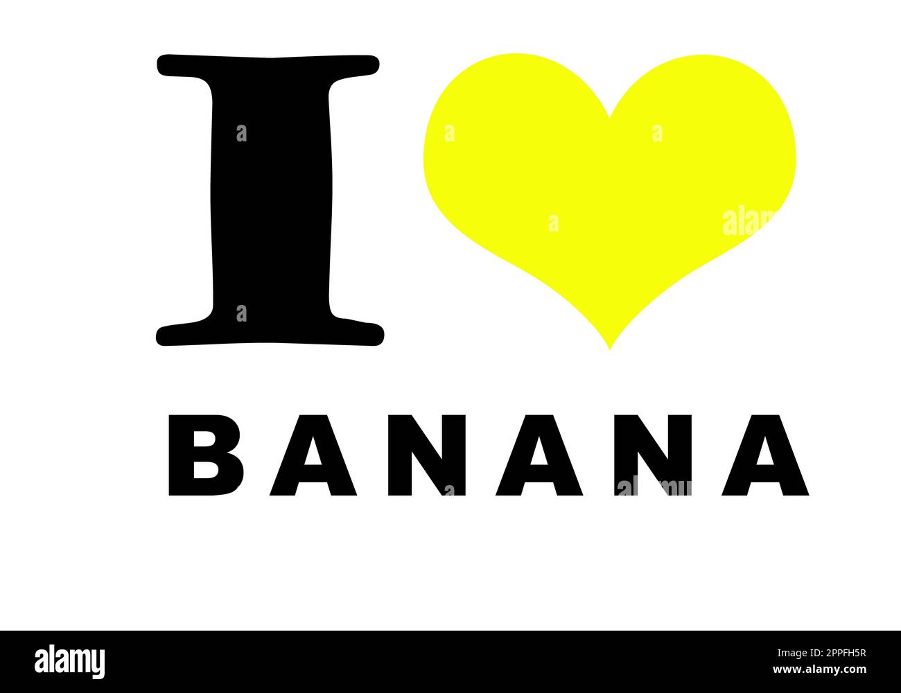 J'aime le texte de banane sur blanc Banque D'Images