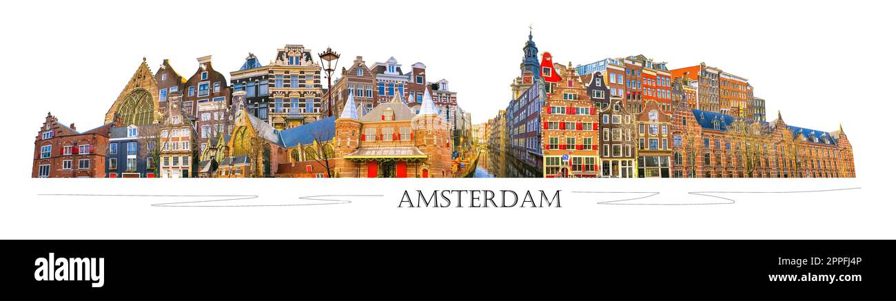 Collage de photos d'Amsterdam pays-Bas Hollande Banque D'Images