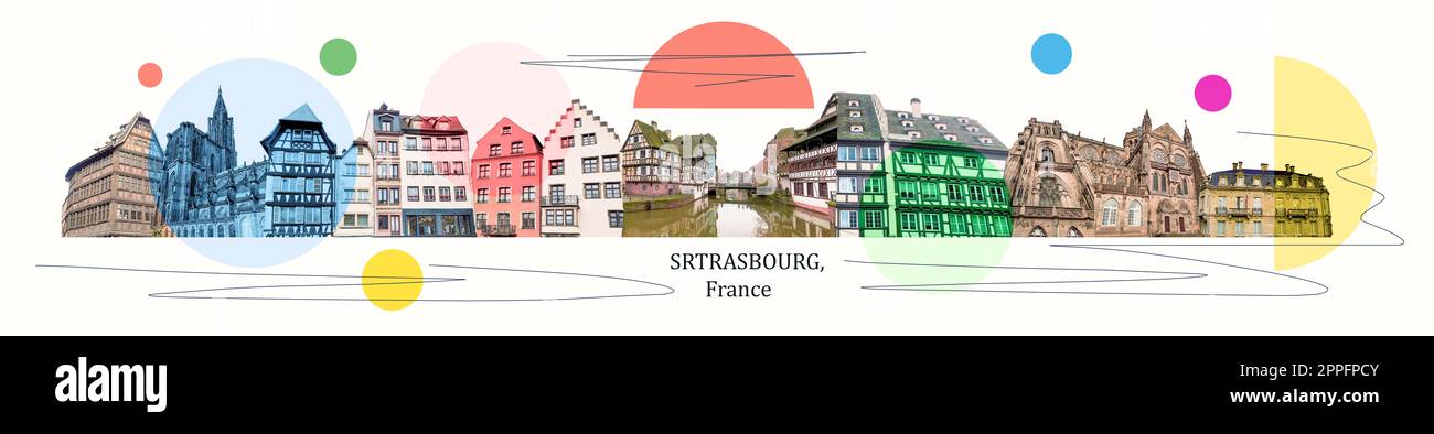 Collage de diverses vues de Strasbourg en France, Art design Banque D'Images Collage de diverses vues de Strasbourg en France, Art design Banque D'Images
