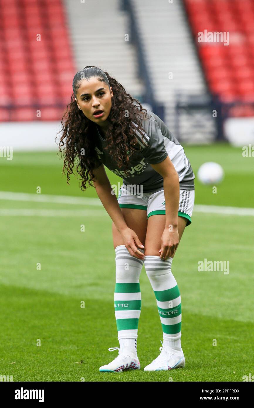 Jacynta Galabaaarachchi, australienne, qui joue maintenant comme avant-poste pour le club écossais de premier ministre, le Celtic. L'image prise à Hampden Park, Glasgow, Banque D'Images