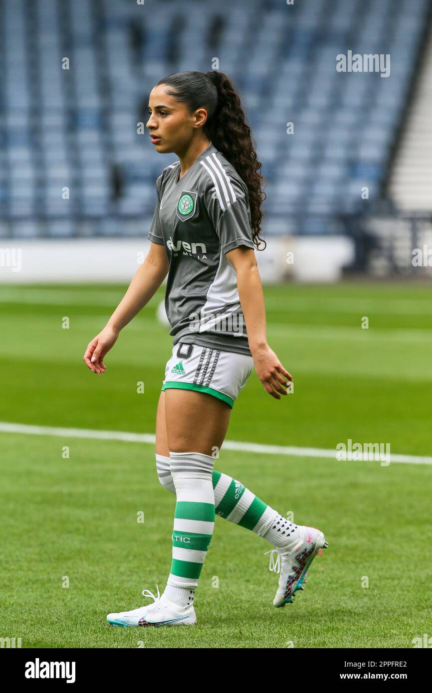 Jacynta Galabaaarachchi, australienne, qui joue maintenant comme avant-poste pour le club écossais de premier ministre, le Celtic. L'image prise à Hampden Park, Glasgow, Banque D'Images