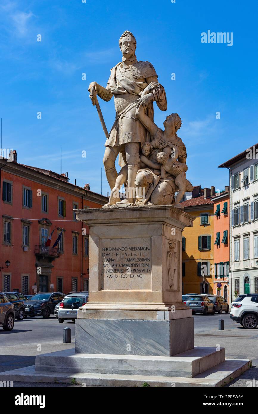 Statue de Ferdinando Ier de Médicis, Grand-Duc de Toscane, Pise. Banque D'Images