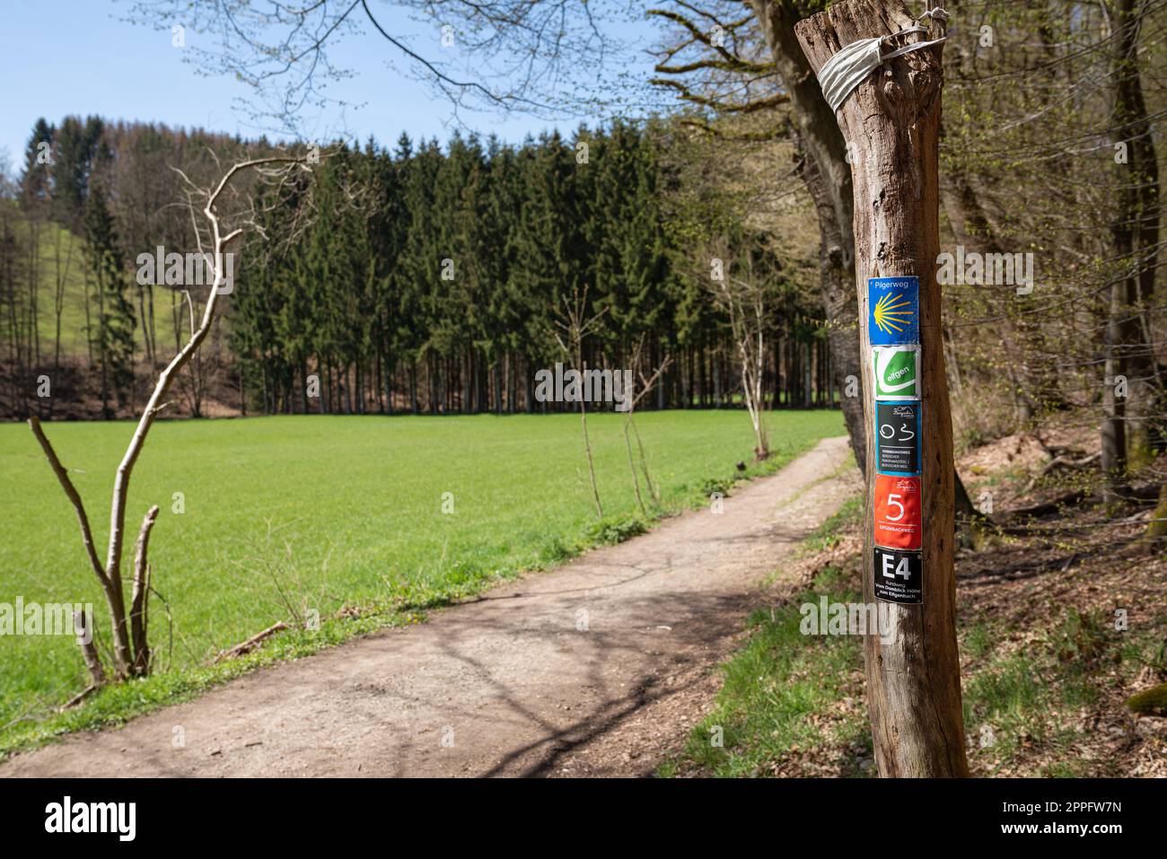 Waypoint de Eifgenbachweg près de Odenthal, Allemagne Banque D'Images