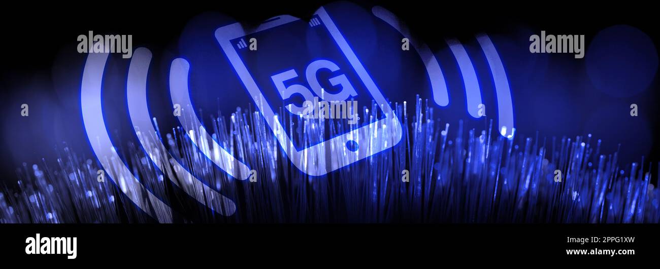 Concept de la technologie future 5G systèmes de réseau et Internet. 3d illustration Banque D'Images