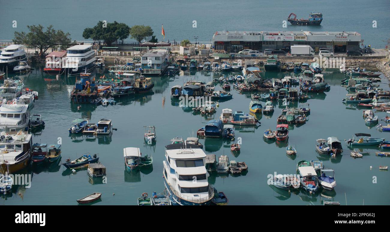 Yau Tong, Hong Kong 30 janvier 2021 : abri et jetée pour typhon à Hong Kong Banque D'Images