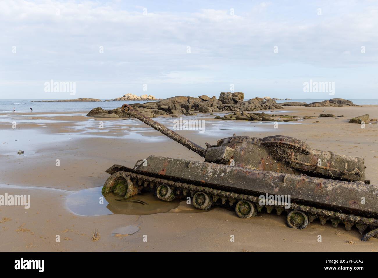 Char militaire abandonné M18 Hellcat sur la plage d'Oucuo à Kinmen Island Banque D'Images