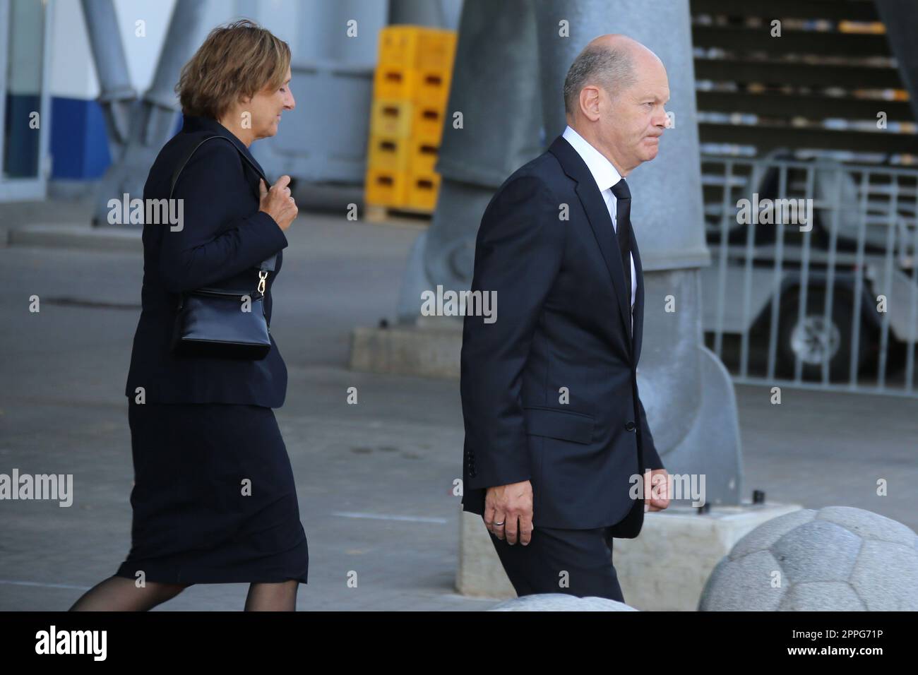 OLAF Scholz & Britta Ernst,funérailles Uwe Seeler,Volkasparkstadion,10.08.2022 Banque D'Images