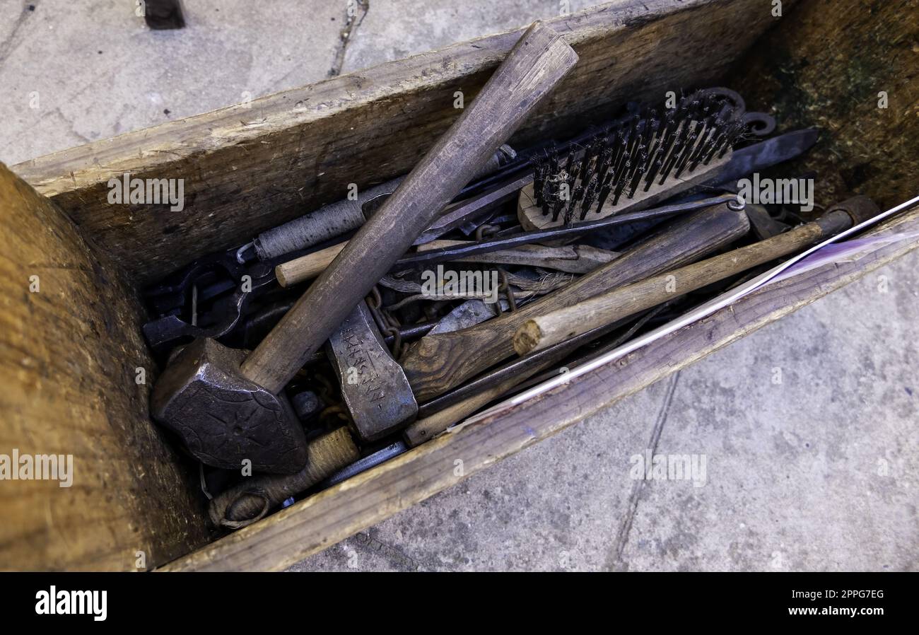 Marteau médiéval et outils Banque D'Images