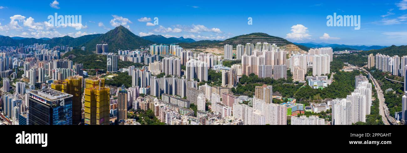 Kwun Tong, Hong Kong 06 septembre 2019 : vue de dessus du côté de Hong Kong Kowloon Banque D'Images