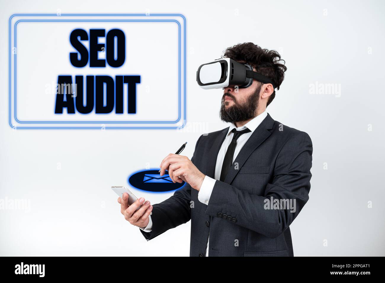 Affiche indiquant l'audit Seo. Business Showcase Search Engine Optimization validation et vérification du processus Banque D'Images