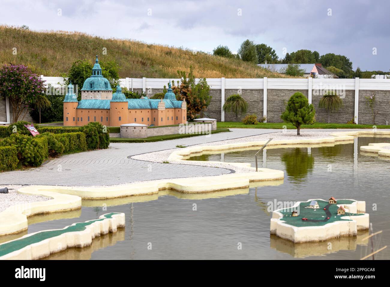 Parc des miniatures de la Baltique, petite réplique du château de Kalmar, bastion du 12e siècle en Suède, Miedzyzdroje, Pologne Banque D'Images