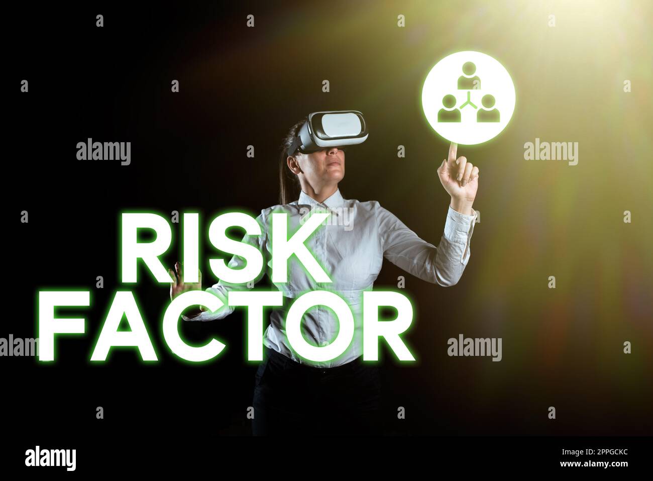 Facteur de risque du texte d'écriture manuscrite. Les affaires présentent quelque chose qui augmente les chances d'une personne de développer une maladie Banque D'Images