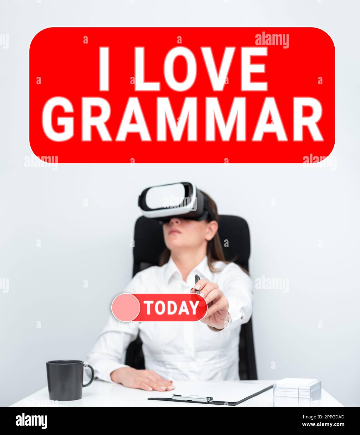 Affiche J'aime Grammar. Mot pour acte d'admirer le système et la structure de la langue Banque D'Images