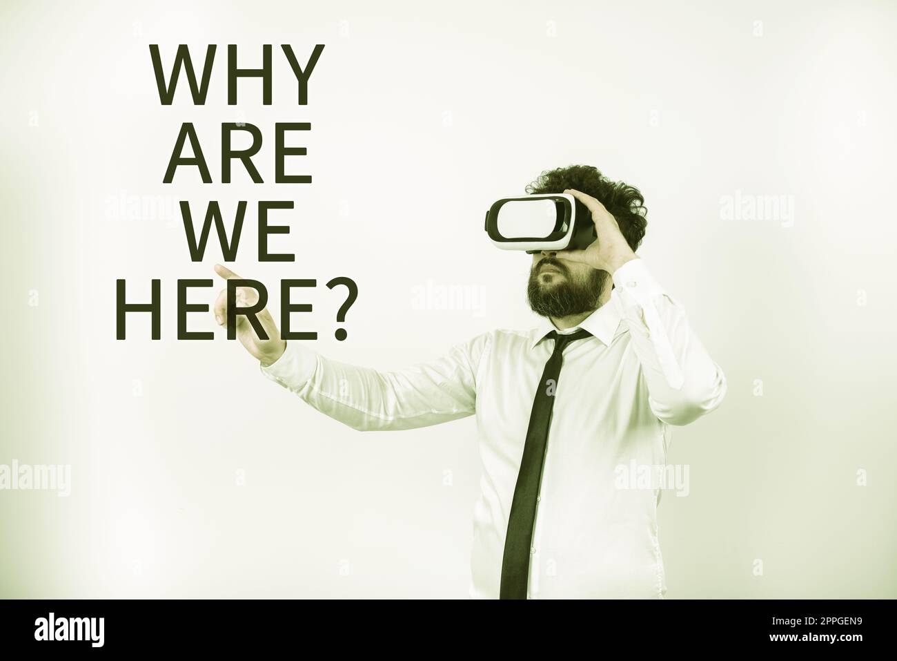 Affiche Pourquoi sommes-nous ici. Concept signification raisons d'être quelque part but d'explication Banque D'Images