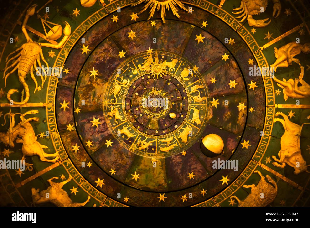 Signes du zodiaque arrière-plan de l'horoscope. Concept de fantaisie et de mystère Banque D'Images