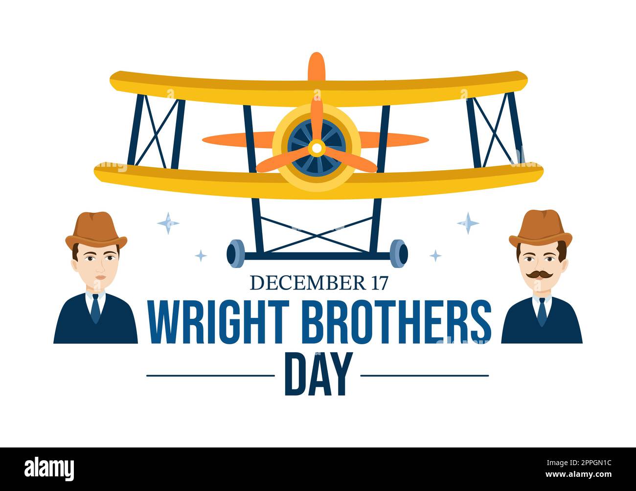 Wright Brothers Day on 17 décembre modèle dessin main dessin d'un dessin animé Illustration du premier vol réussi dans un avion à propulsion mécanique Banque D'Images