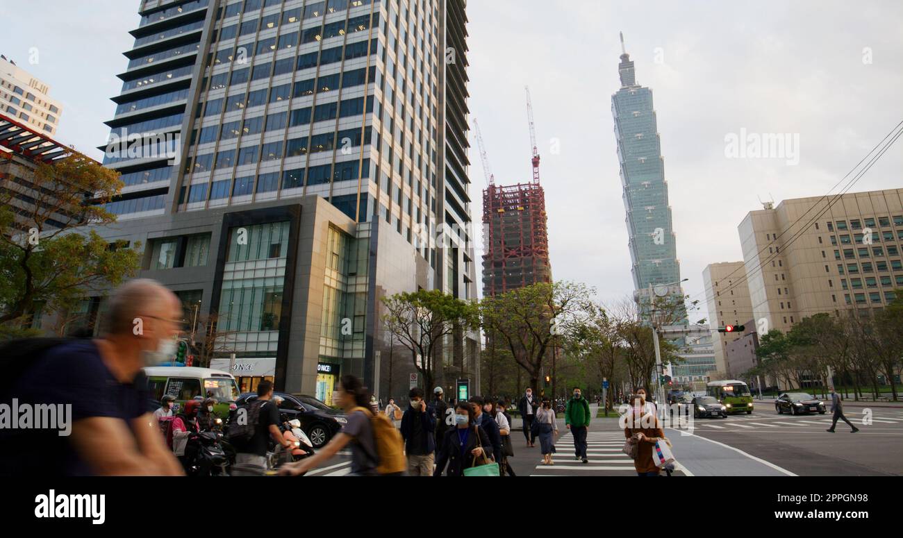 Taipei, Taïwan 12 22 mars ville de Taipei ligne d'horizon dans la soirée Banque D'Images