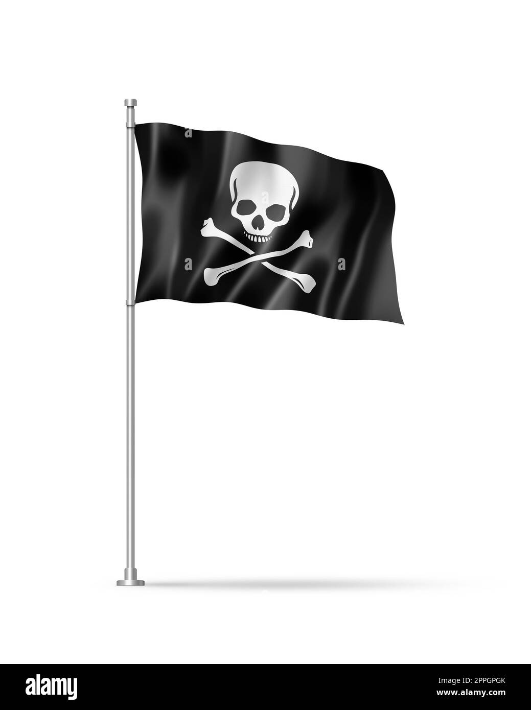 Drapeau Pirate Flagpole Avec Bâton Et Corde Illustration de