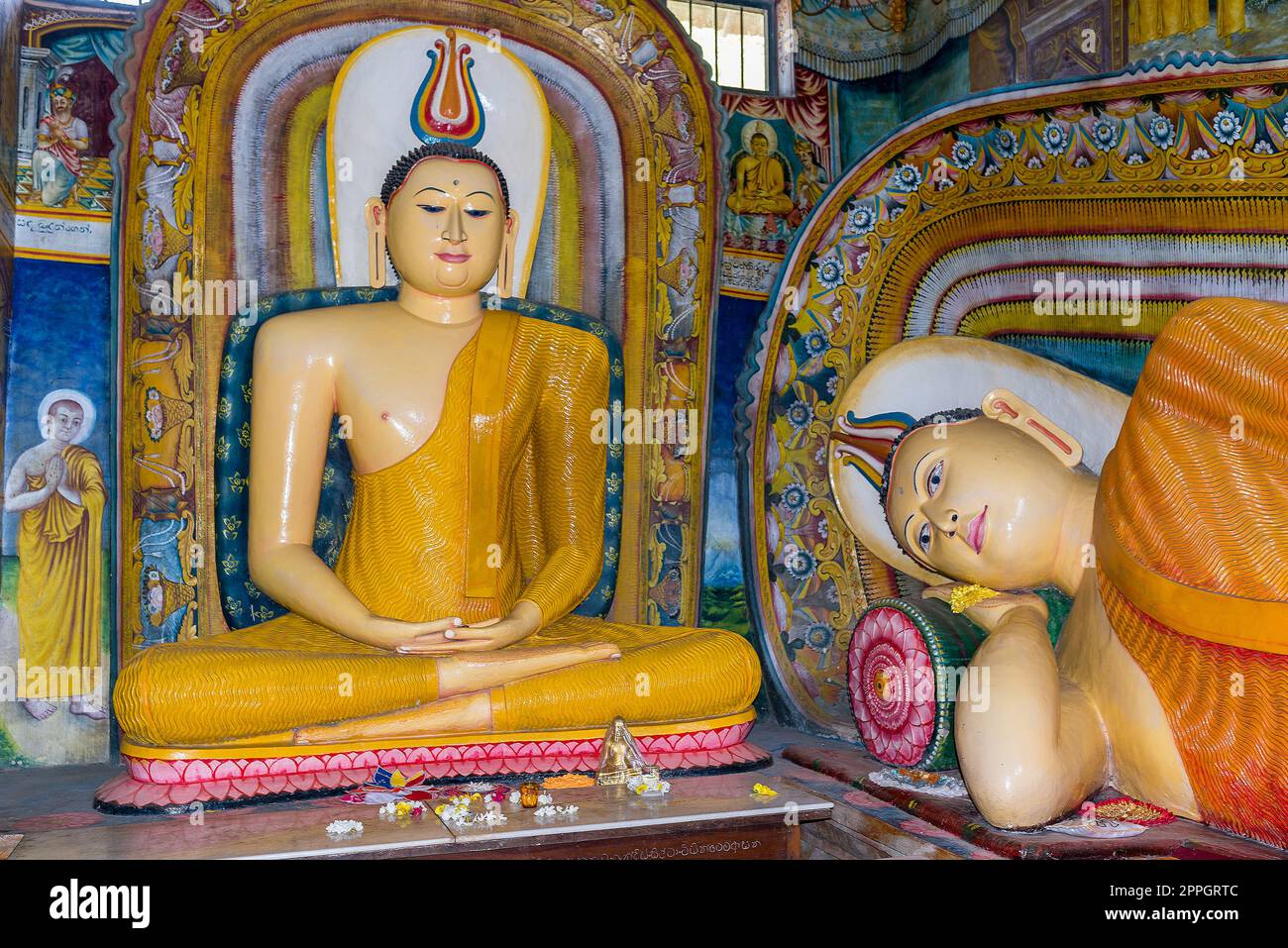 Peintures murales et de sculptures à Ambalangoda pour le culte de la vie de Bouddha Banque D'Images Peintures murales et de sculptures à Ambalangoda pour le culte de la vie de Bouddha Banque D'Images