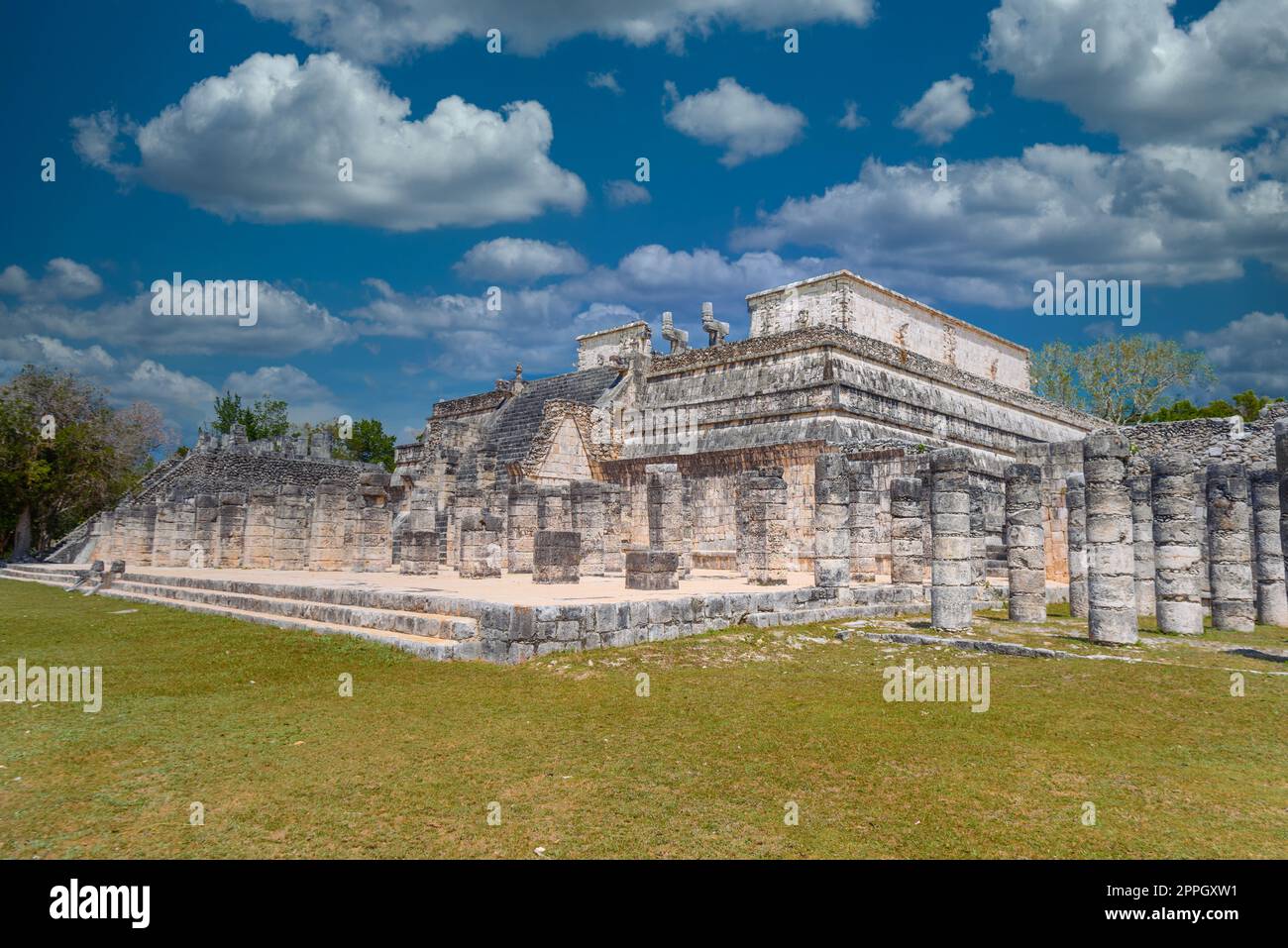 Temple des guerriers à Chichen Itza, Quintana Roo, Mexique. Ruines mayas près de Cancun Banque D'Images