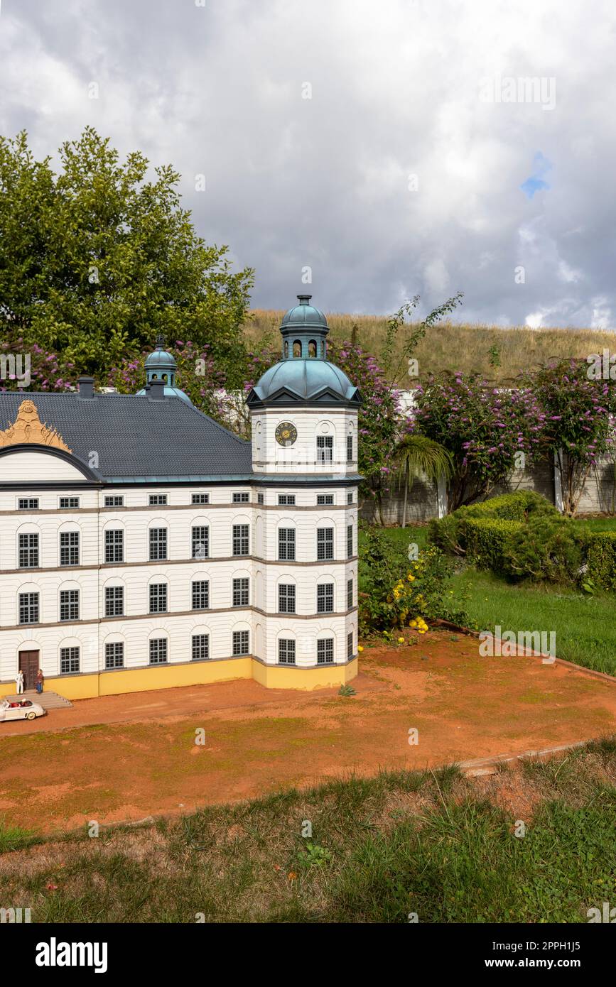 Baltic Park of miniatures, petite réplique du château baroque de Skokloster en Suède, Miedzyzdroje, Pologne Banque D'Images
