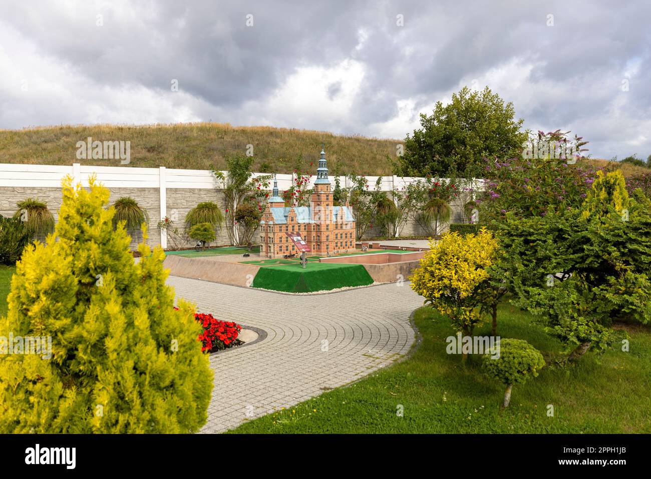 Baltic Park of miniatures, petite réplique du château de Rosenborg à Copenhague, Danemark Miedzyzdroje, Pologne Banque D'Images