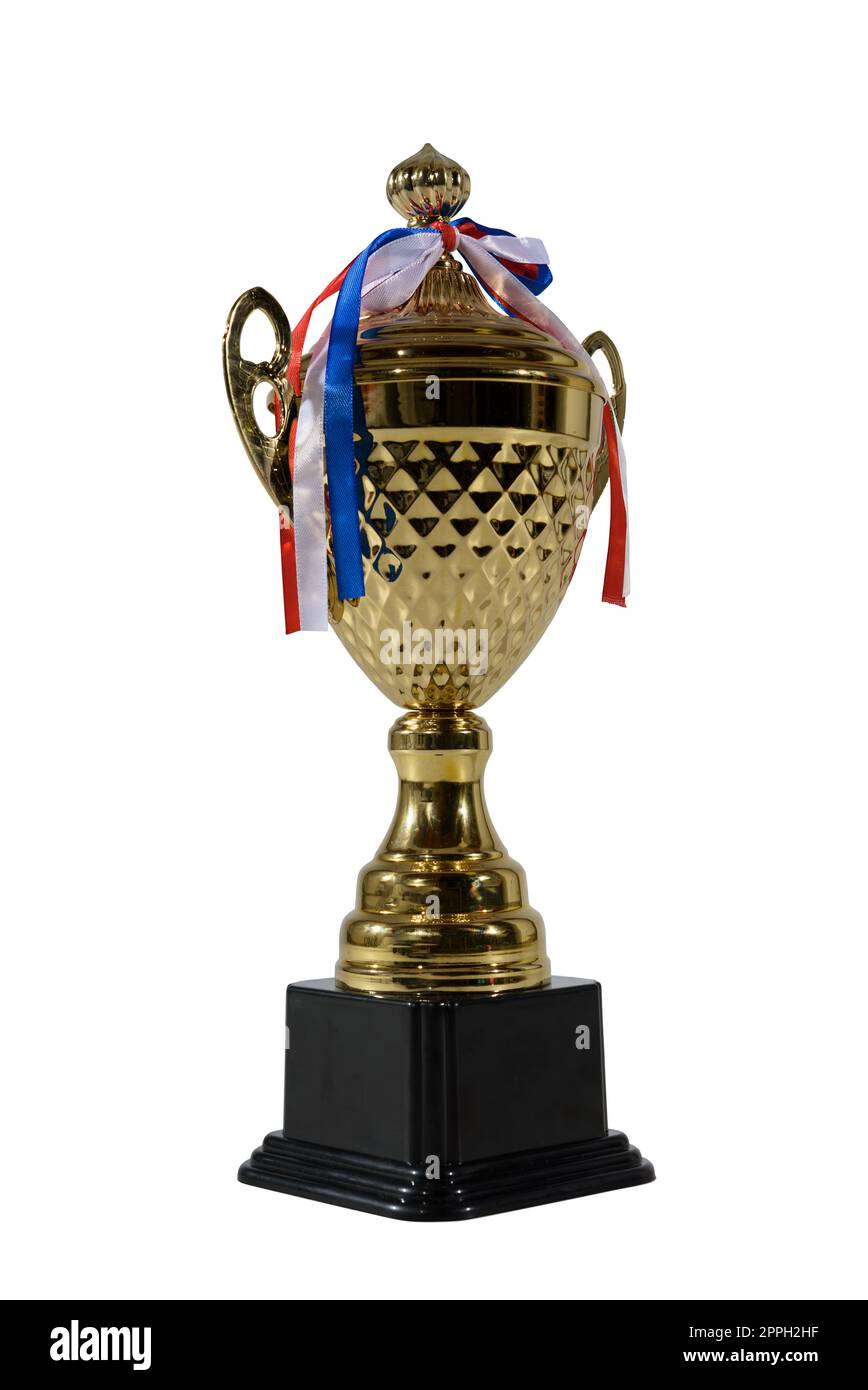Trophée doré de football isolé de sport de football Banque D'Images