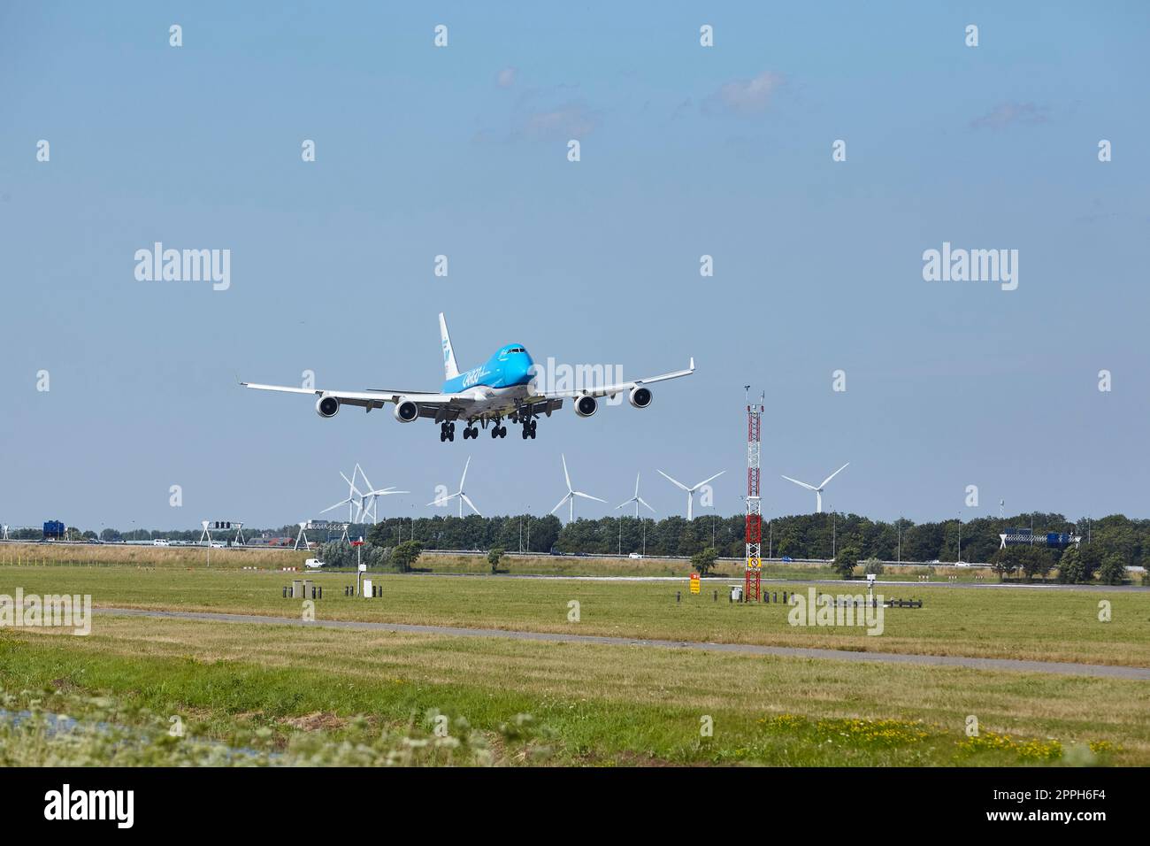 Aéroport d'Amsterdam Schiphol - Boeing 747-406F(ER) de KLM Cargo atterrit Banque D'Images