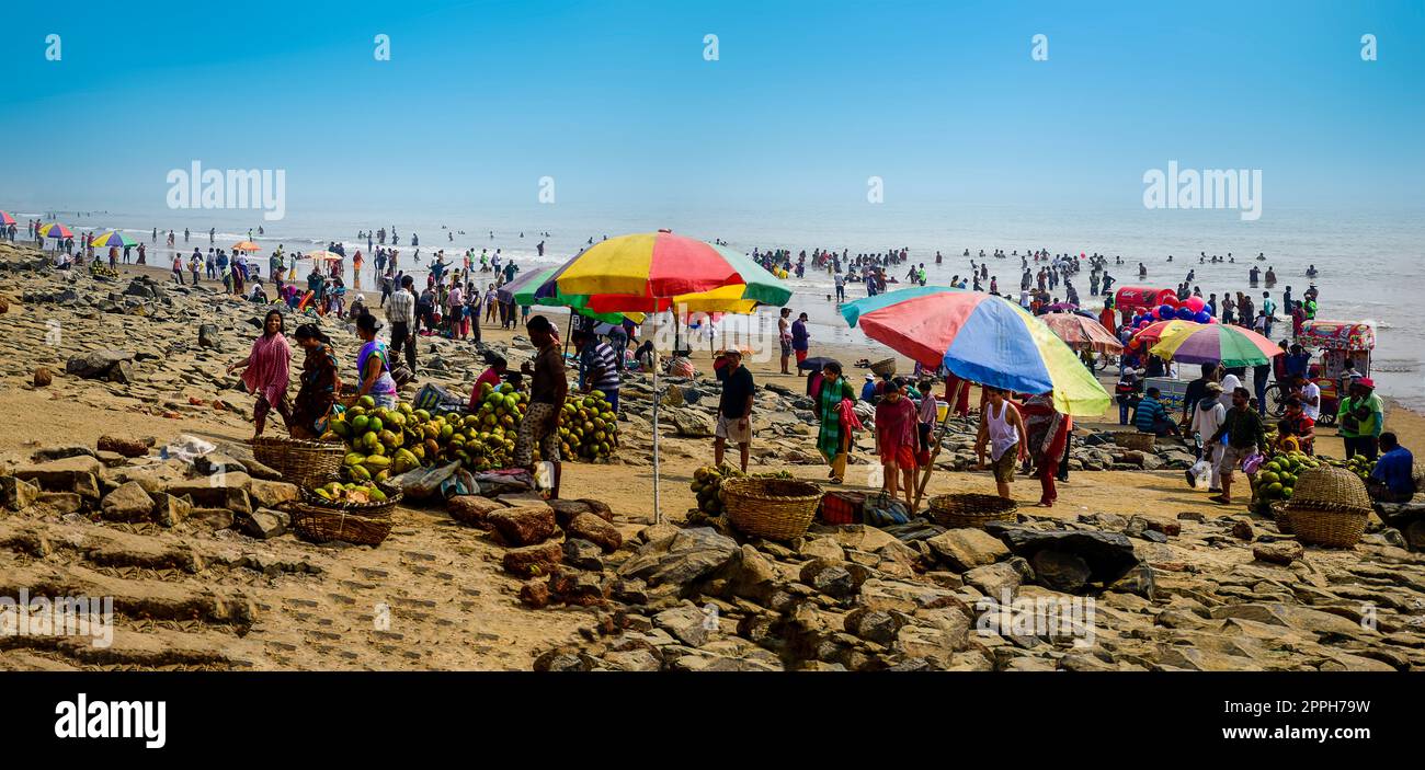 Voyage de masse pour le plaisir et visite au bord de la mer ou plage autour de l'Asie à l'Inde en l'an 2019. Banque D'Images