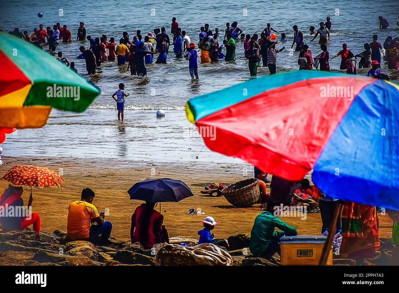 Voyage de masse pour le plaisir et visite au bord de la mer ou plage autour de l'Asie à l'Inde en l'an 2019. Banque D'Images