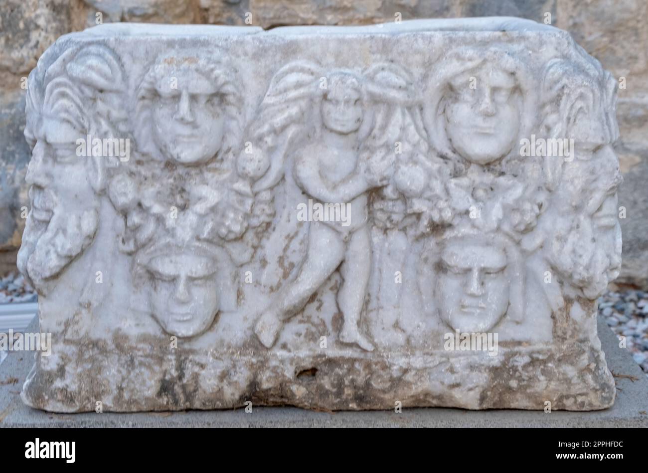 Sculpture grecque, musée du château de Bodrum. Sculpture en pierre. Art antique Banque D'Images