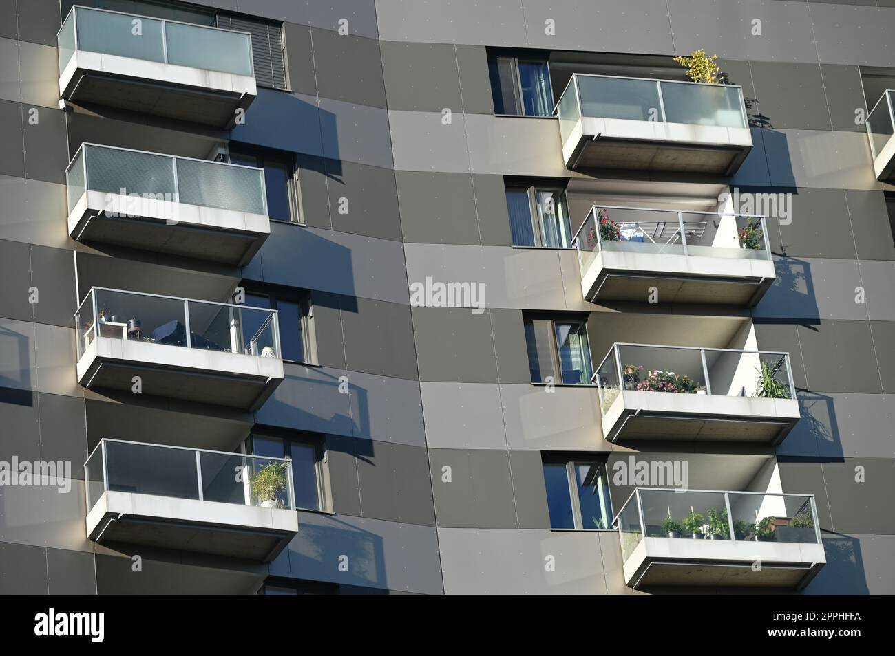 Les balcons des appartements Banque D'Images