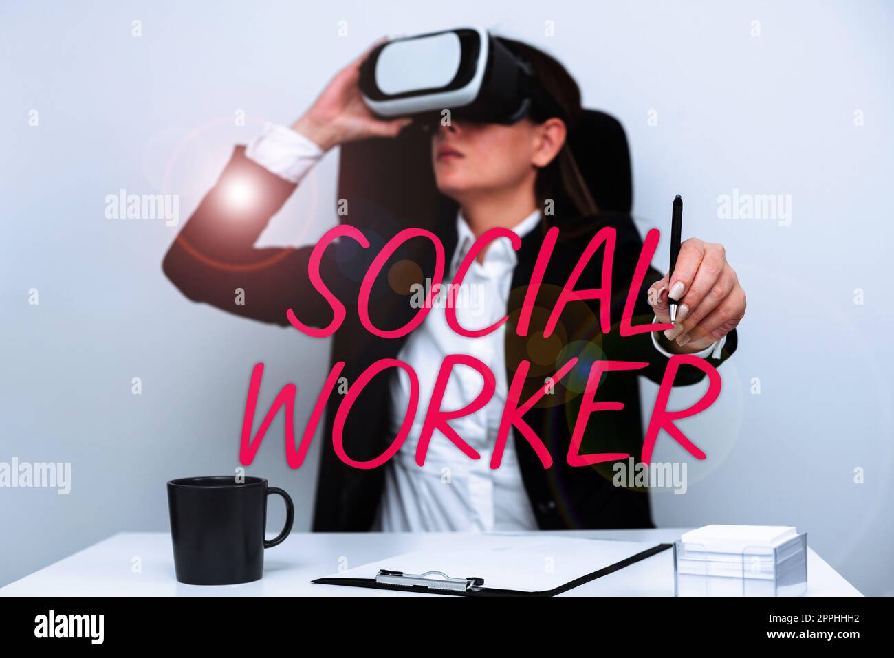 Légende de texte présentant un travailleur social. Concept signifiant assistance de l'État avec des revenus inadéquats ou pas Banque D'Images