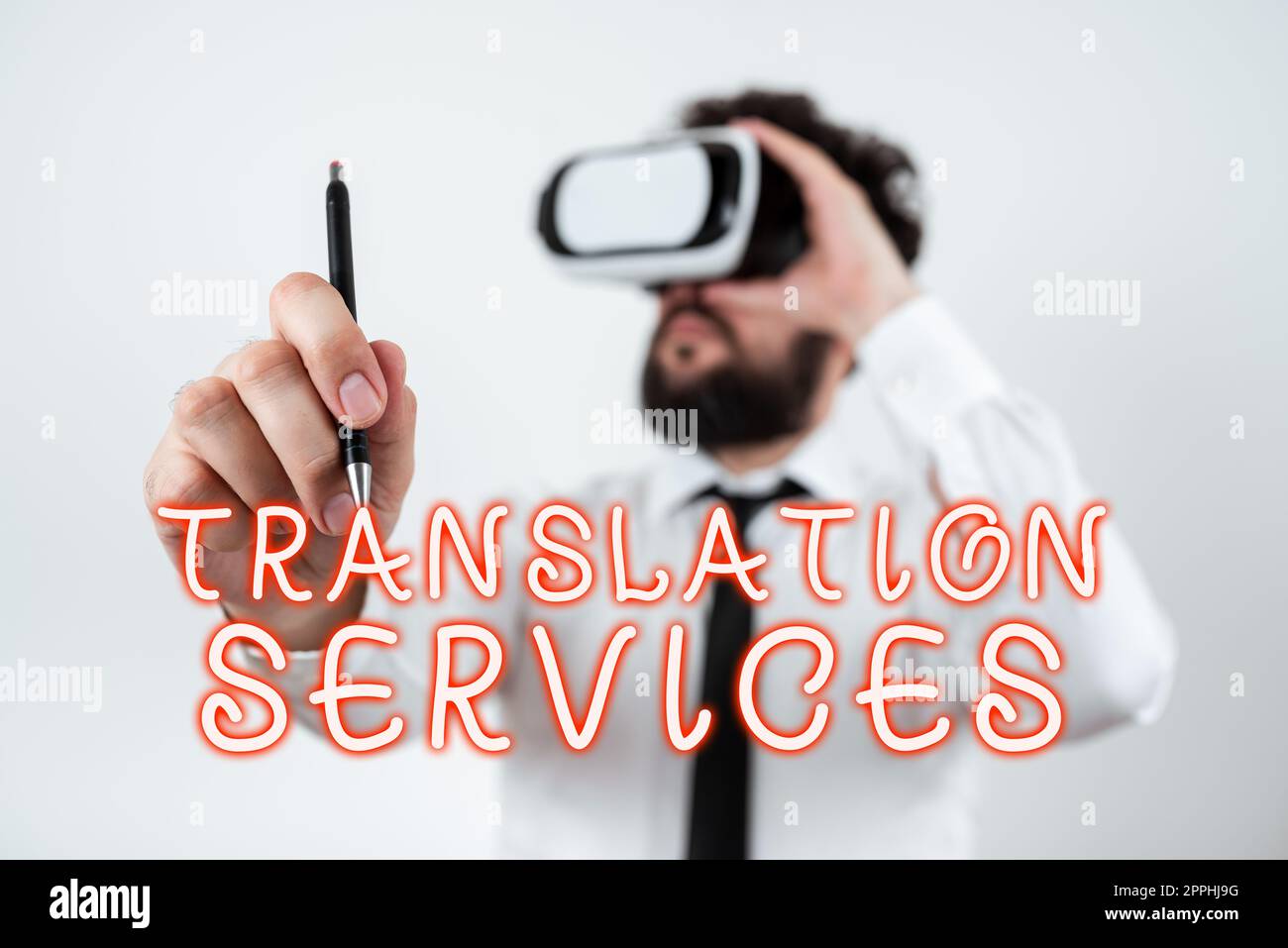 Texte montrant inspiration Translation Services. Organisation de présentation commerciale qui permet aux gens de traduire leur discours Banque D'Images