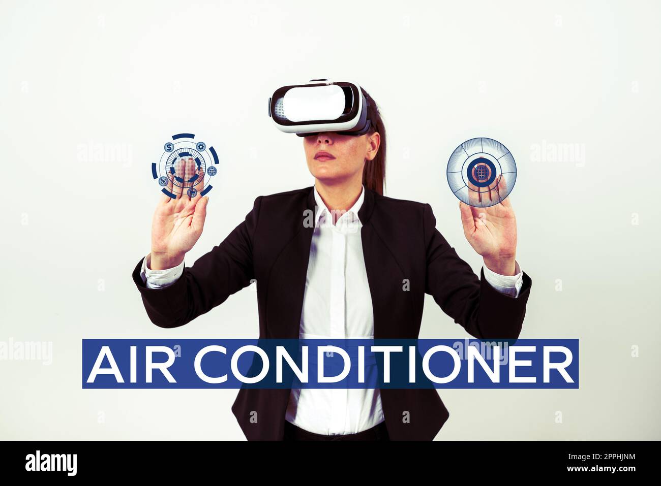 Panneau de texte indiquant le climatiseur. Appareil photo conceptuel pour laver l'air et contrôler son humidité et sa température Banque D'Images