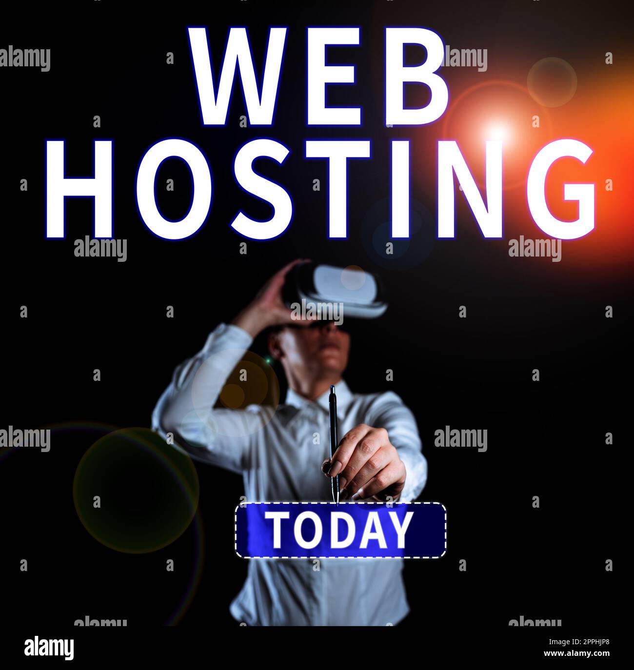 Écriture affichage de texte Web Hosting. Les entreprises présentent l'activité de fournir de l'espace de stockage et l'accès aux sites Web Banque D'Images