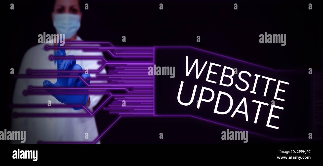 Mise à jour du site Web d'affichage conceptuel. Vitrine d'affaires pour maintenir la page Web et le contenu à jour et à la mode Banque D'Images